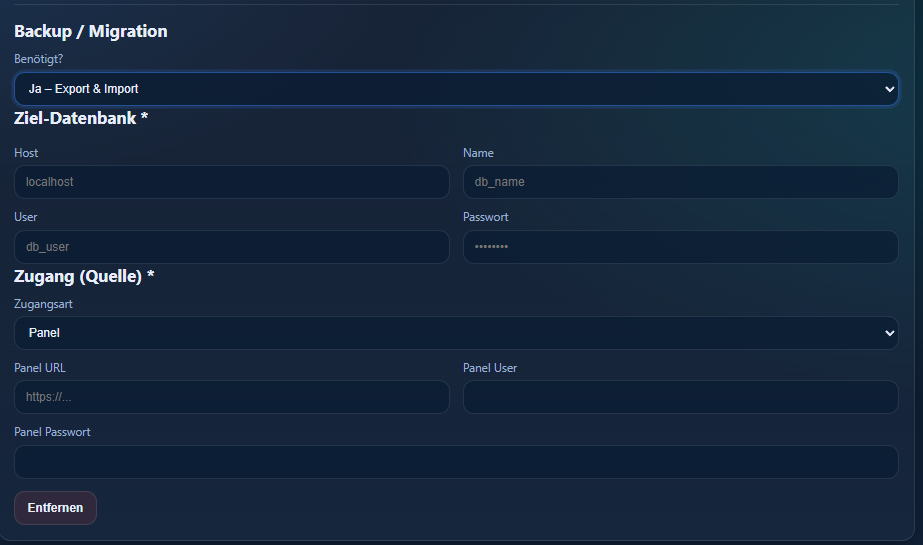 Migration Export & Import